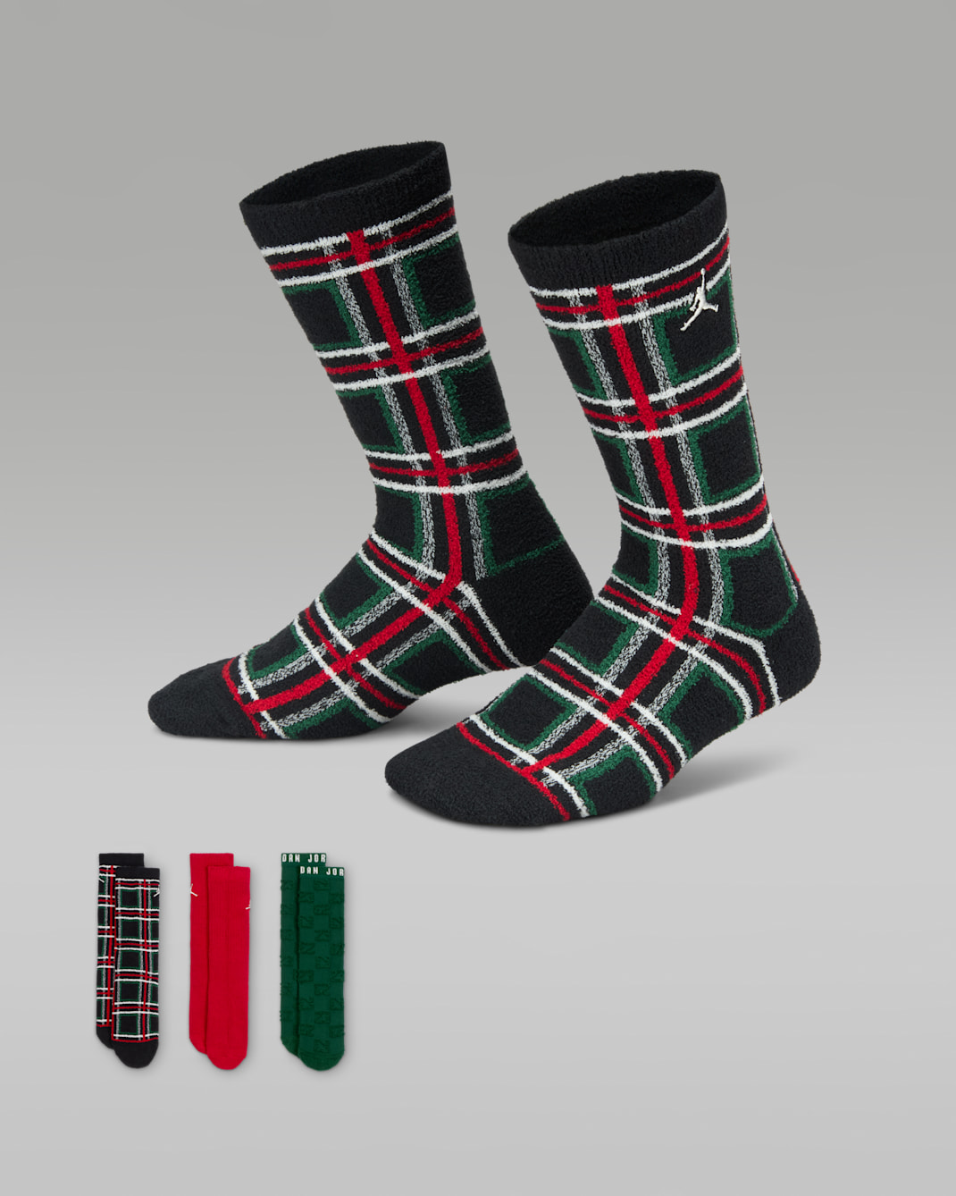 Calcetas festivas para niños talla grande (3 pares) Jordan - Negro