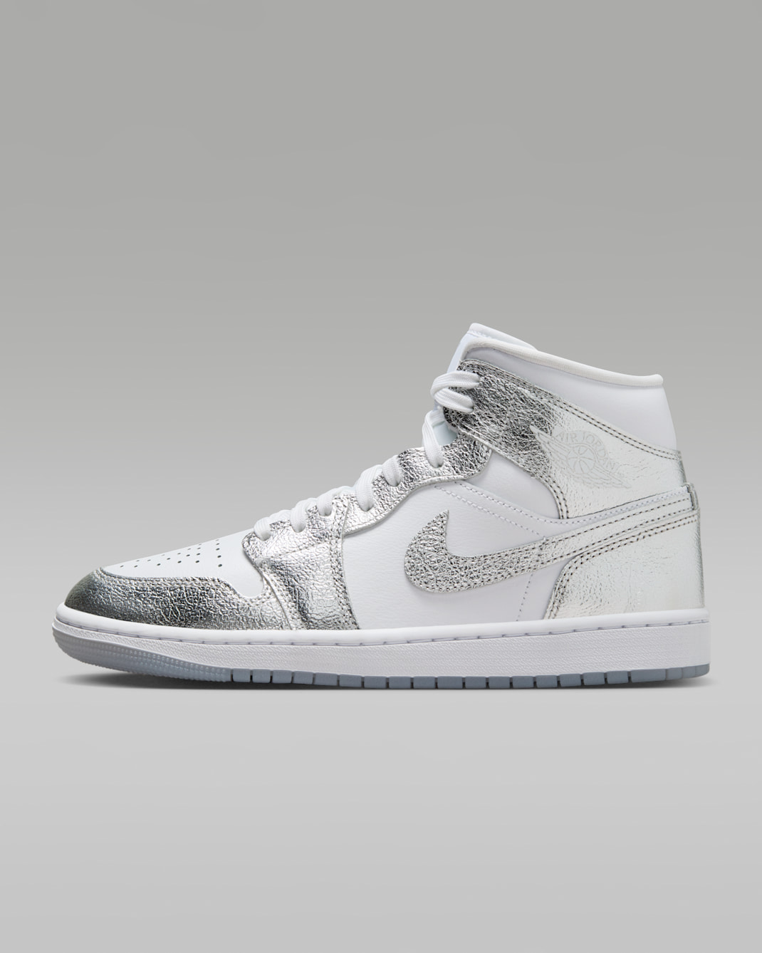 Air Jordan 1 Mid SE Women's Shoes - White/Wolf Grey/Metallic Silver