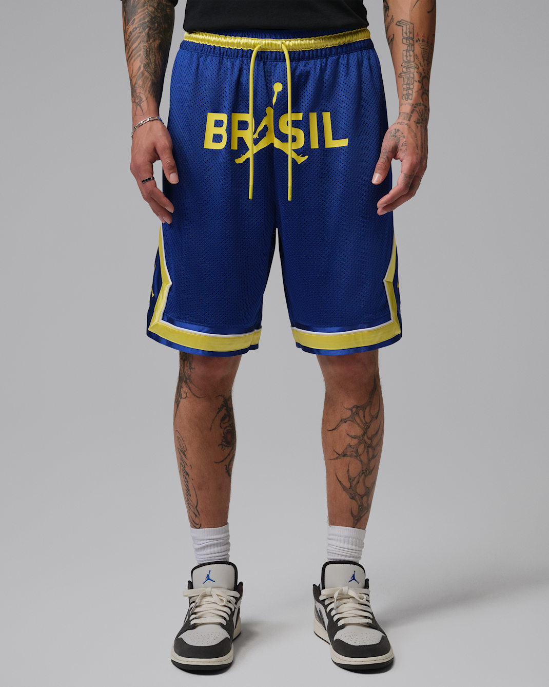 Calções de malha Diamond Jordan para homem - Old Royal/Amarelo Pulse