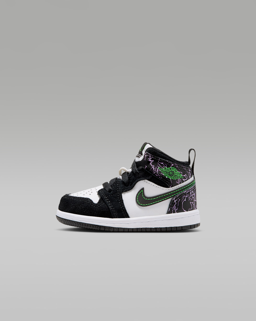 Jordan 1 Mid SE Baby/Toddler Shoes - Black/Summit White/Laser Purple/Scream Green