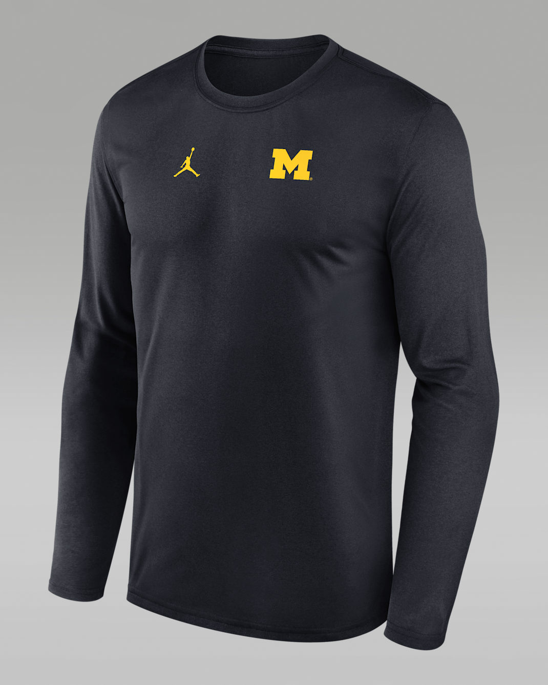 Michigan Sideline Legend Small Logo Men's Jordan Brand Dri-FIT College Long-Sleeve T-Shirt - Pitch Blue