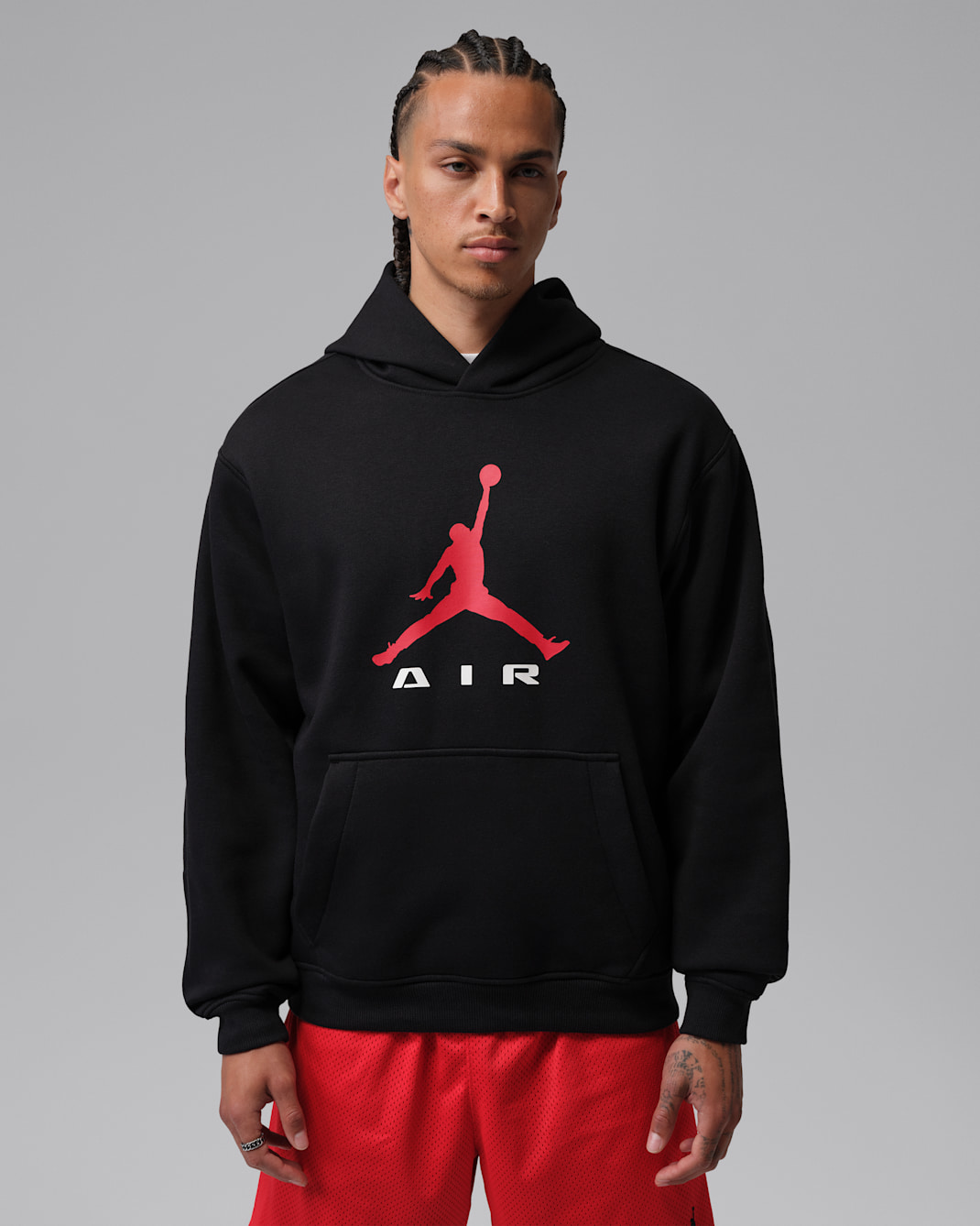 Jordan Brooklyn Men's Pullover Hoodie - Black/Black/University Red
