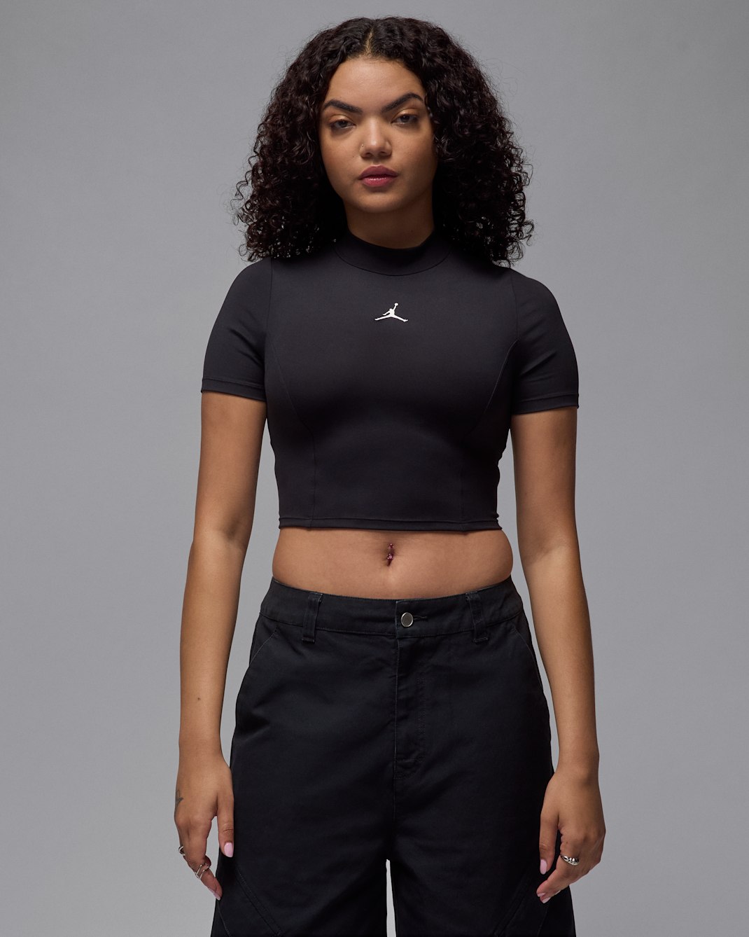 Jordan korte knit damestop met korte mouwen - Zwart/Wit