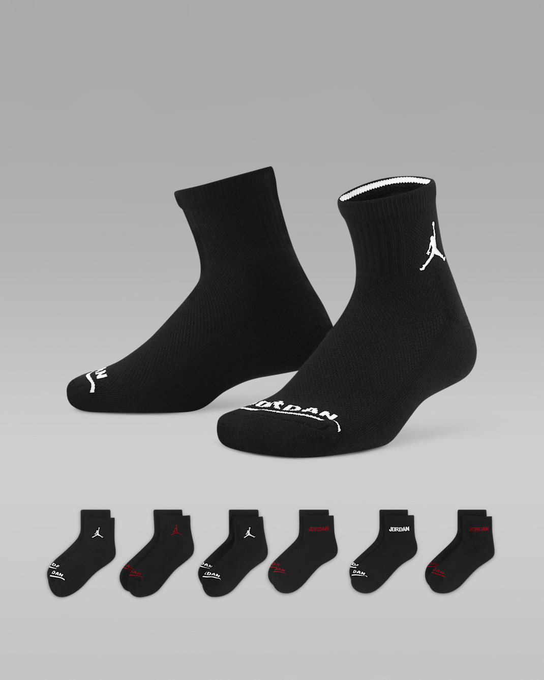Jordan Legend bokazokni nagyobb gyerekeknek (6 pár) - Fekete