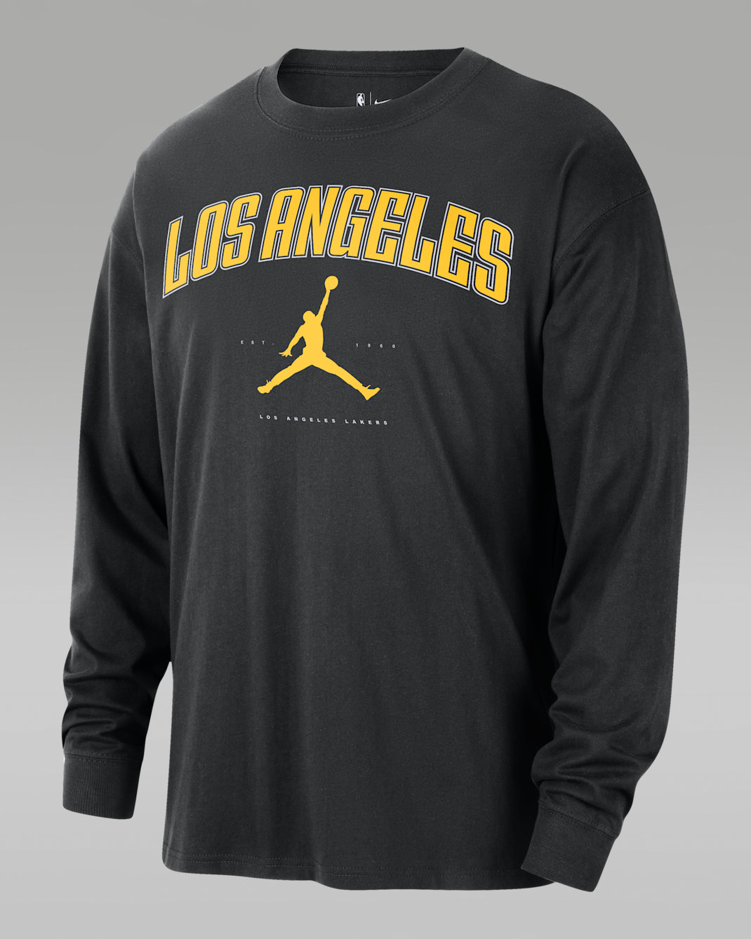 Los Angeles Lakers Essential Jordan NBA-s hosszú ujjú férfipóló - Fekete