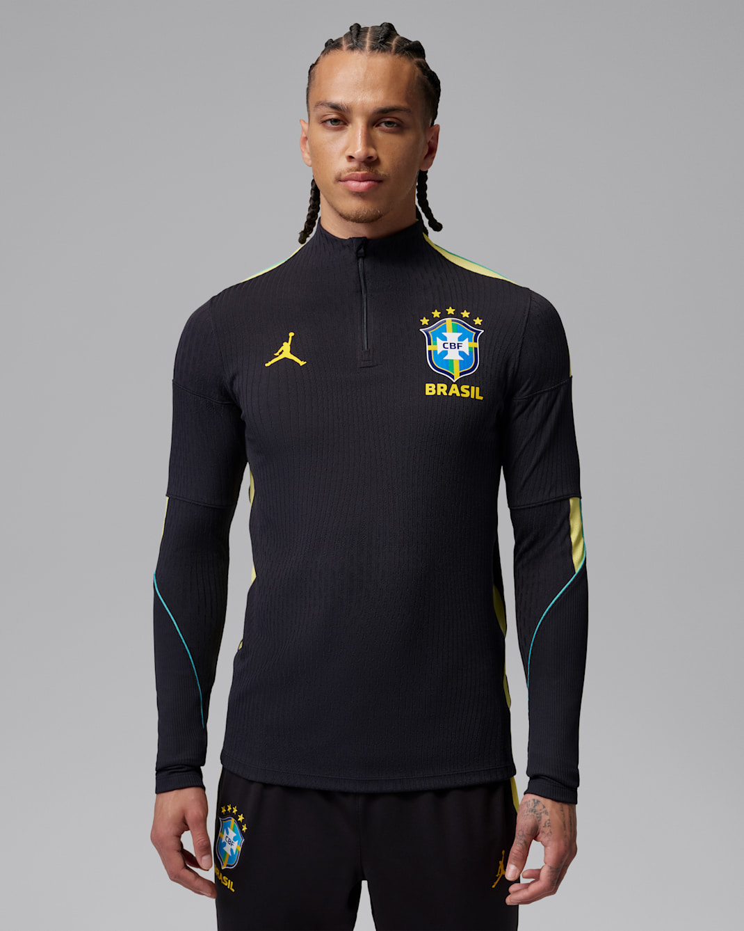 Brazil Strike Elite Men's Jordan Dri-FIT ADV Football Knit Drill Top - Black/Yellow Pulse/Light Menta/Infrared 23