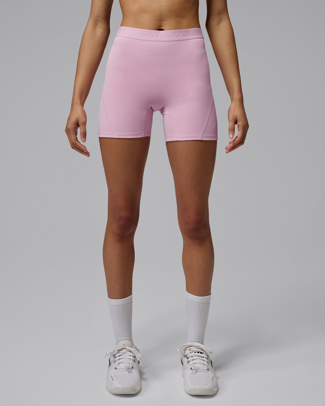 Shorts Dri-FIT de tiro alto de 13 cm para mujer Jordan Sport Essentials - Carmín helado/Blanco