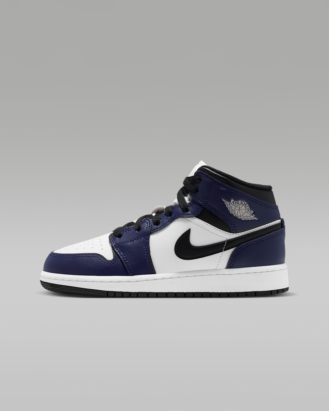 Air Jordan 1 Mid Kinderschoenen - Wit/College Navy/Wit/Tech Grey