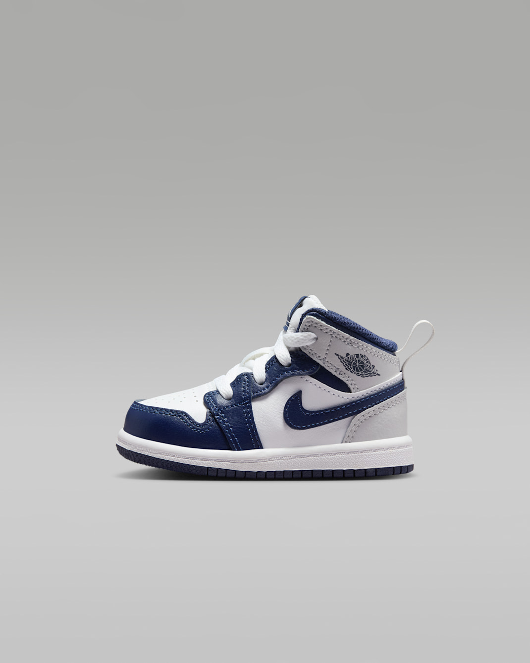 Jordan 1 Mid Baby/Toddler Shoes - White/Neutral Grey/Gum Medium Brown/Midnight Navy