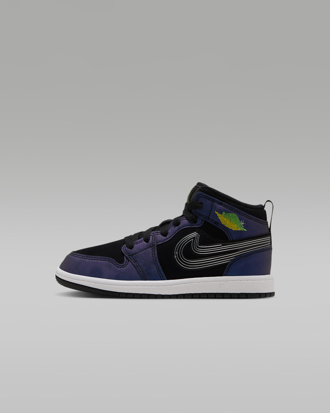Jordan 1 Mid SE 'Space Jam' kinderschoenen - Zwart/Action Green/Varsity Royal/Yellow Zest