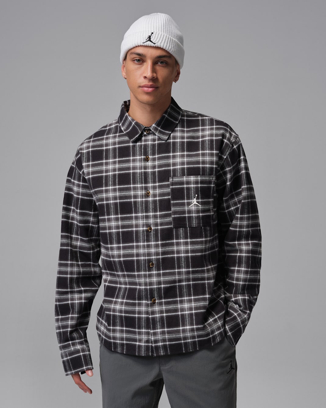 조던 브루클린 남성 그래픽 플란넬 - 블랙/세일