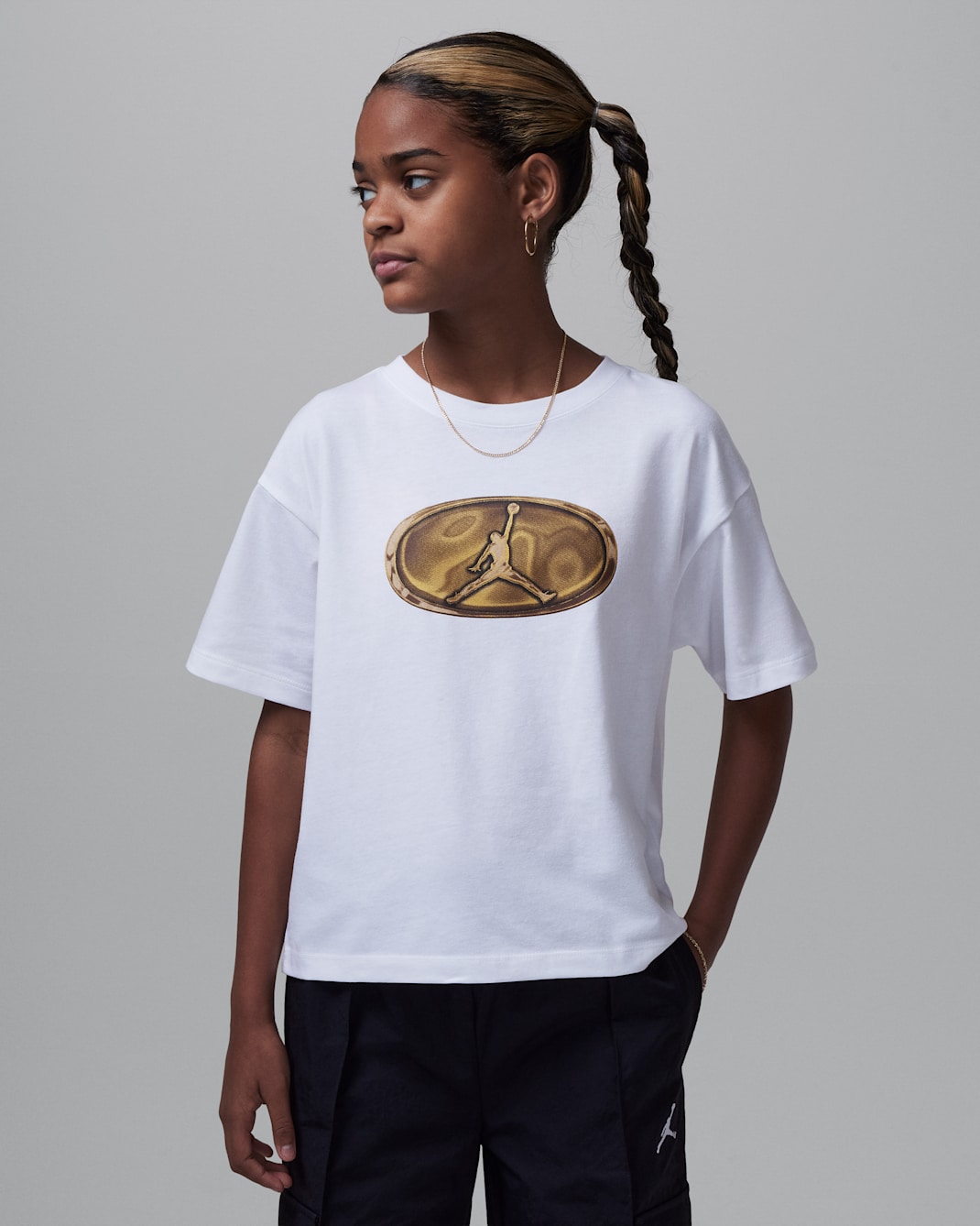 Jordan 1st Baby Blue Older Kids' T-Shirt - White