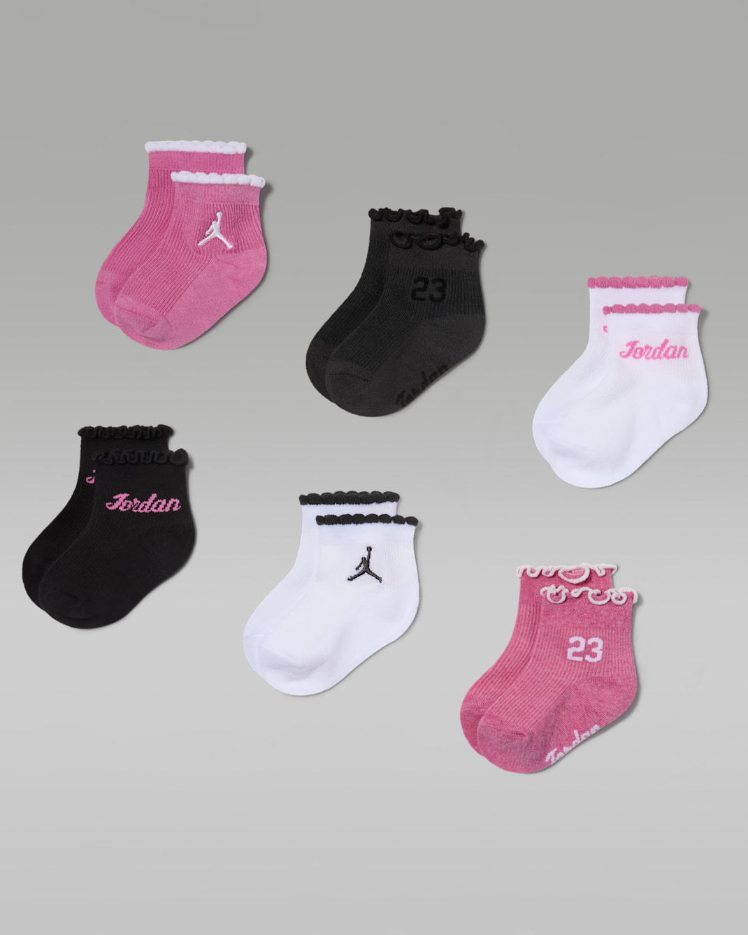 Jordan Infant/Toddler Fashion Quarter Socks (6 Pairs) - Playful Pink