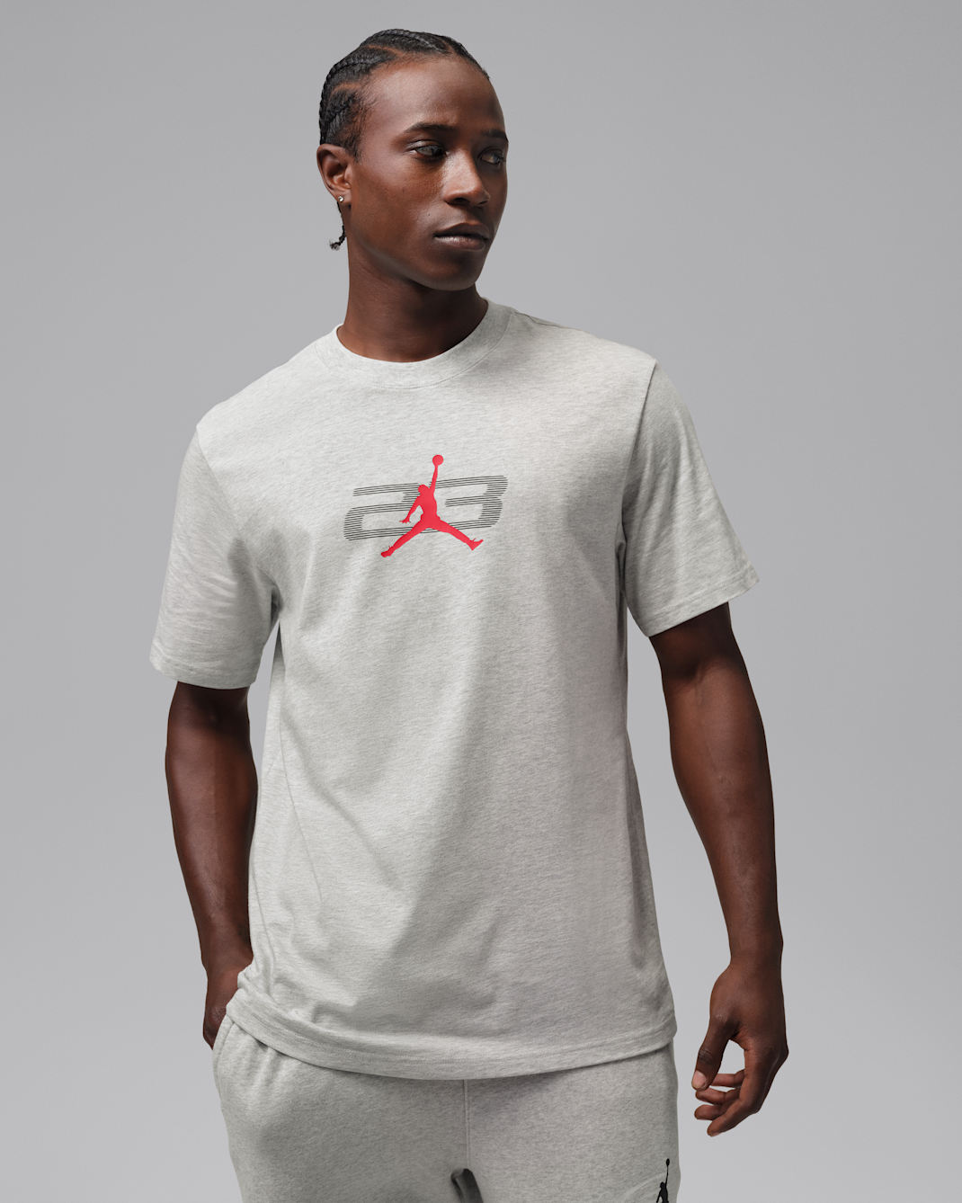 Jordan Sport Men's Dri-FIT Graphic T-Shirt - Grey Heather/University Red
