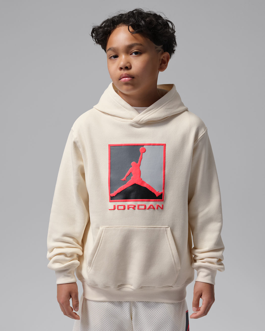 Fleecehuvtröja Jordan Essentials Baseline för ungdom - Pale Ivory
