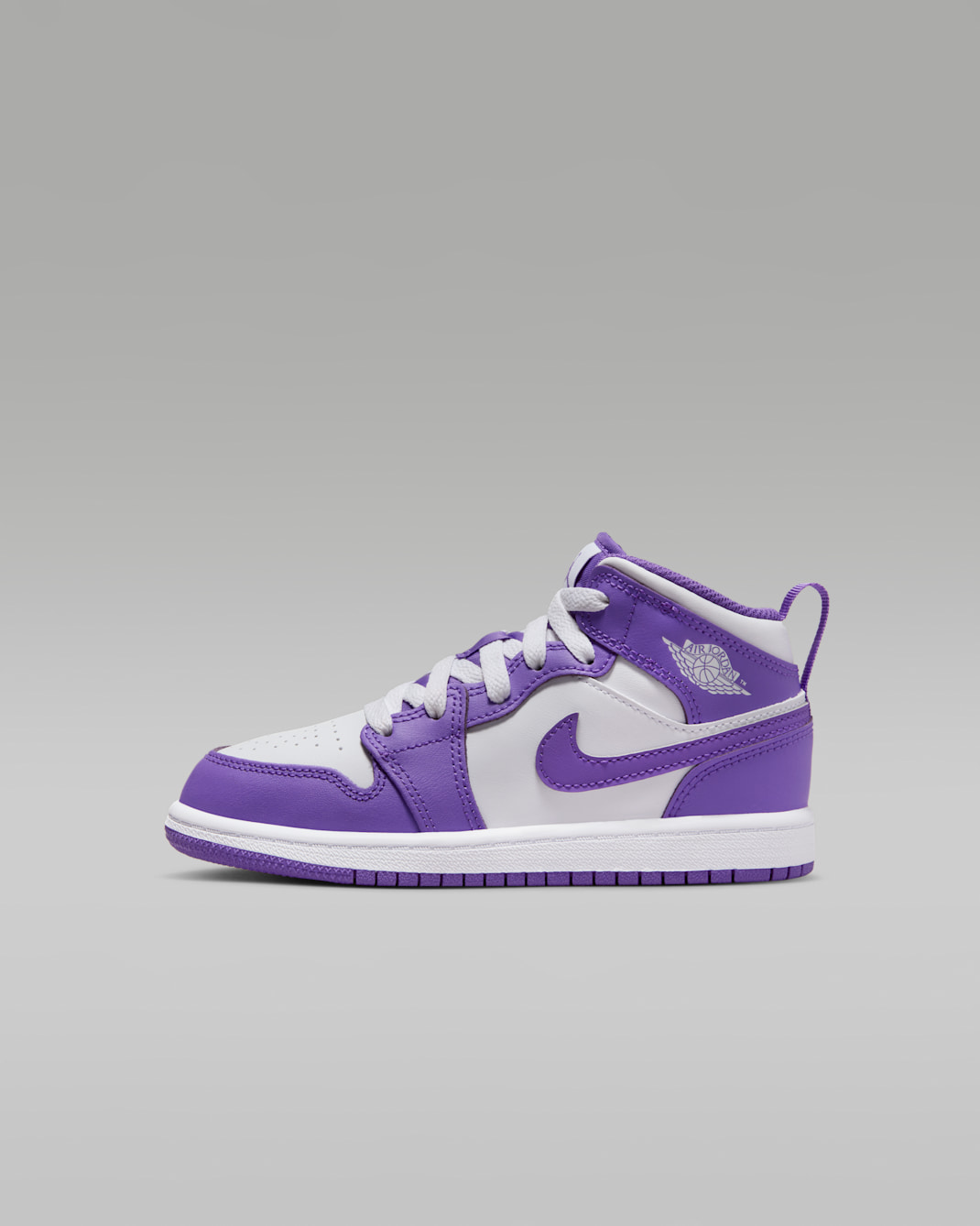 Jordan 1 Mid Schuh für jüngere Kinder - Purple Venom/Weiß