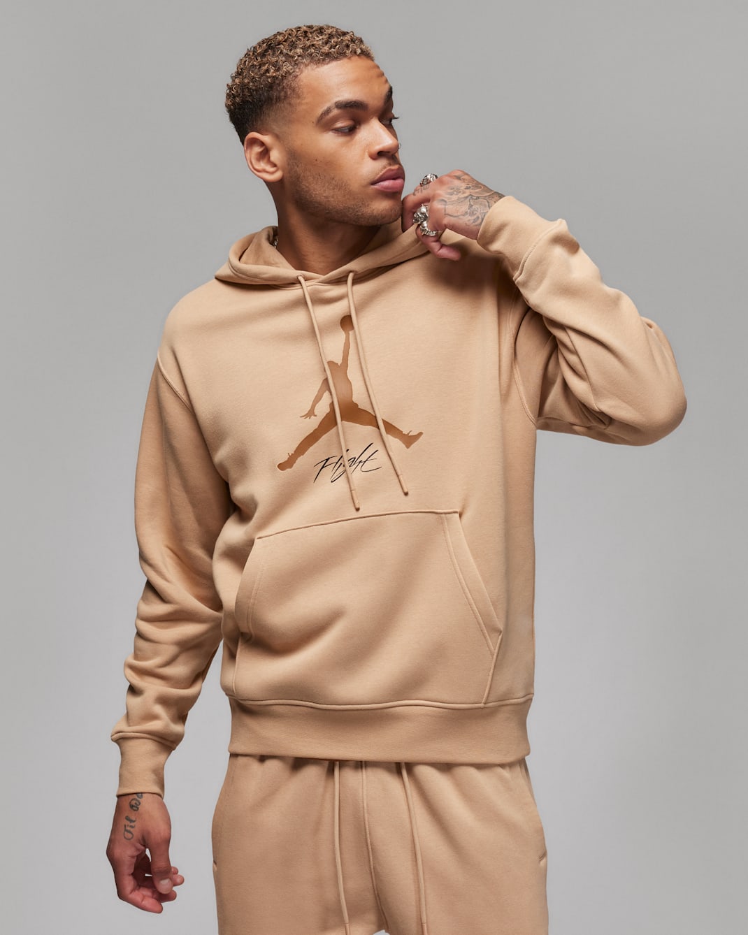 Jordan Essentials Men's Fleece Hoodie - Hemp/Light British Tan
