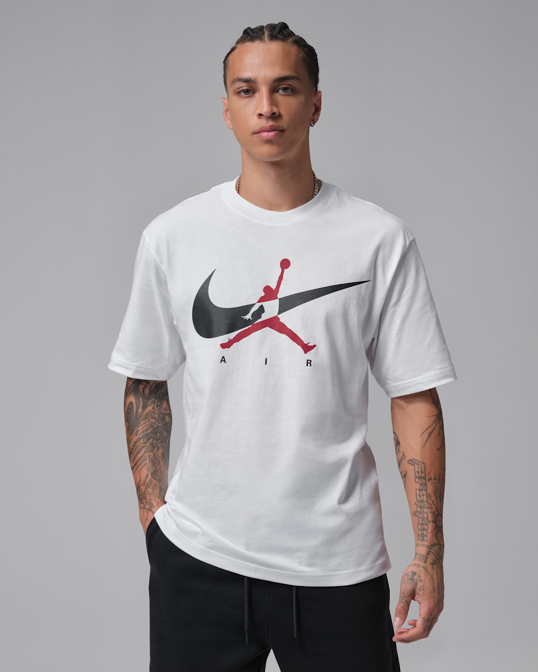 ジョーダン ブルックリン メンズ ジャンプマン Tシャツ - ホワイト/ブラック