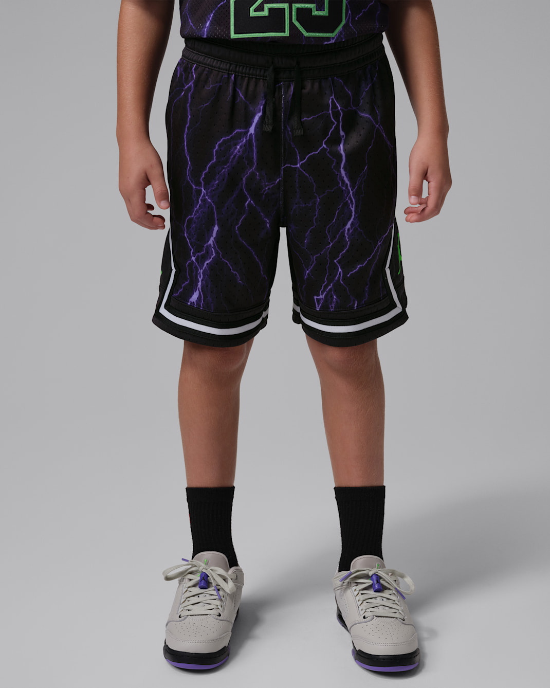 Jordan Big Kids' Dri-FIT Printed Sport Diamond Shorts - Black/Laser Purple
