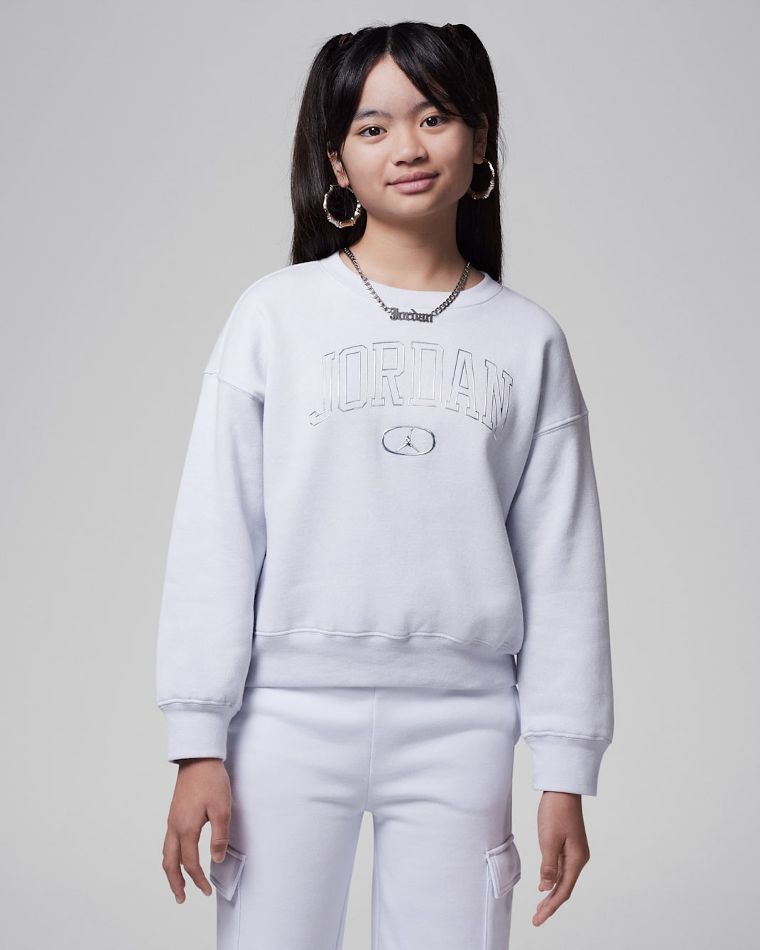 Jordan Big Kids' 1st Baby Blue Crew Top - Football Grey