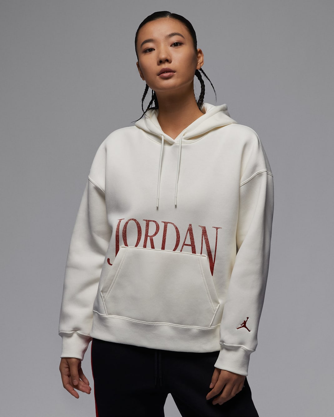 ジョーダン ブルックリン フリース ウィメンズ プルオーバー パーカー - セイル/デューンレッド