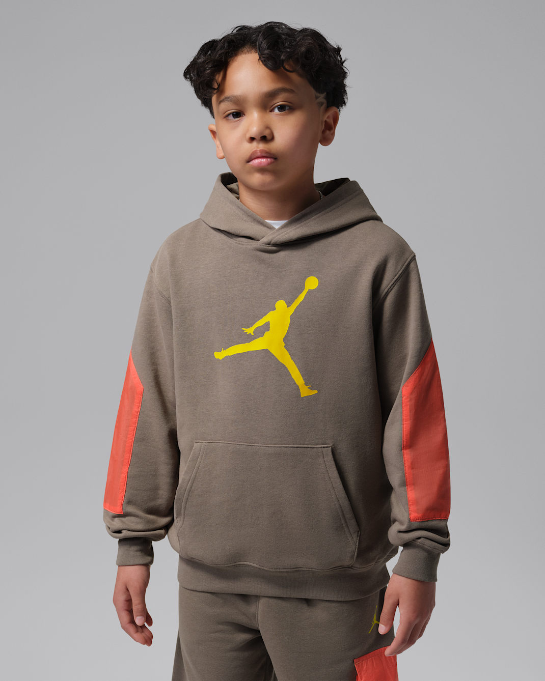 조던 주니어 하이크 마이크 프렌치 테리 풀오버 후디 - 올리브 그레이