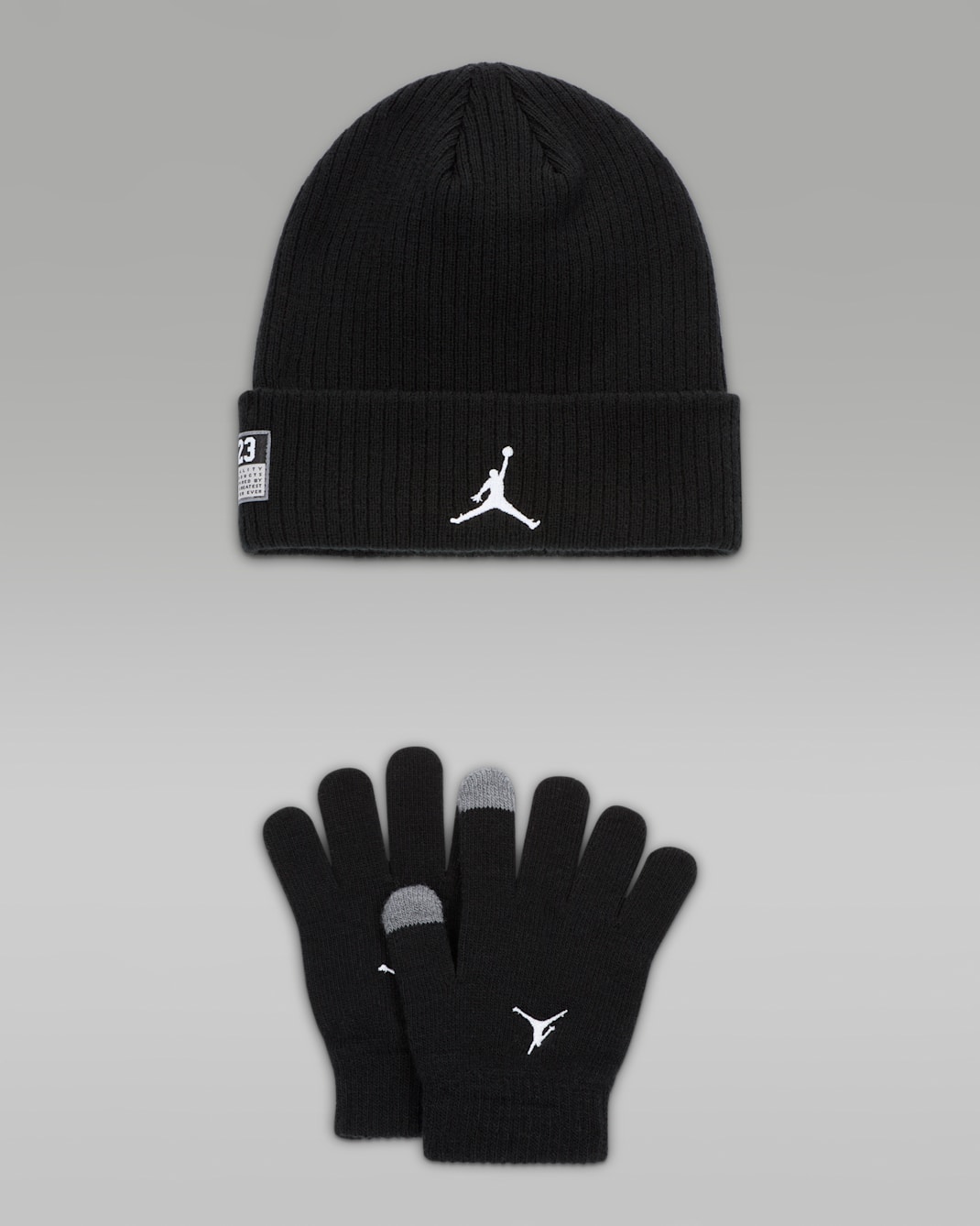 Jordan Older Kids' 2-Piece 23 Jersey Beanie Set - Black