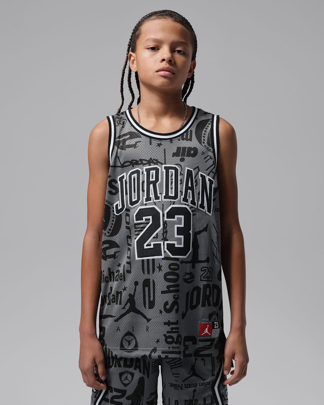 Jersey a rayas para niños talla grande Jordan 23 - Gris humo