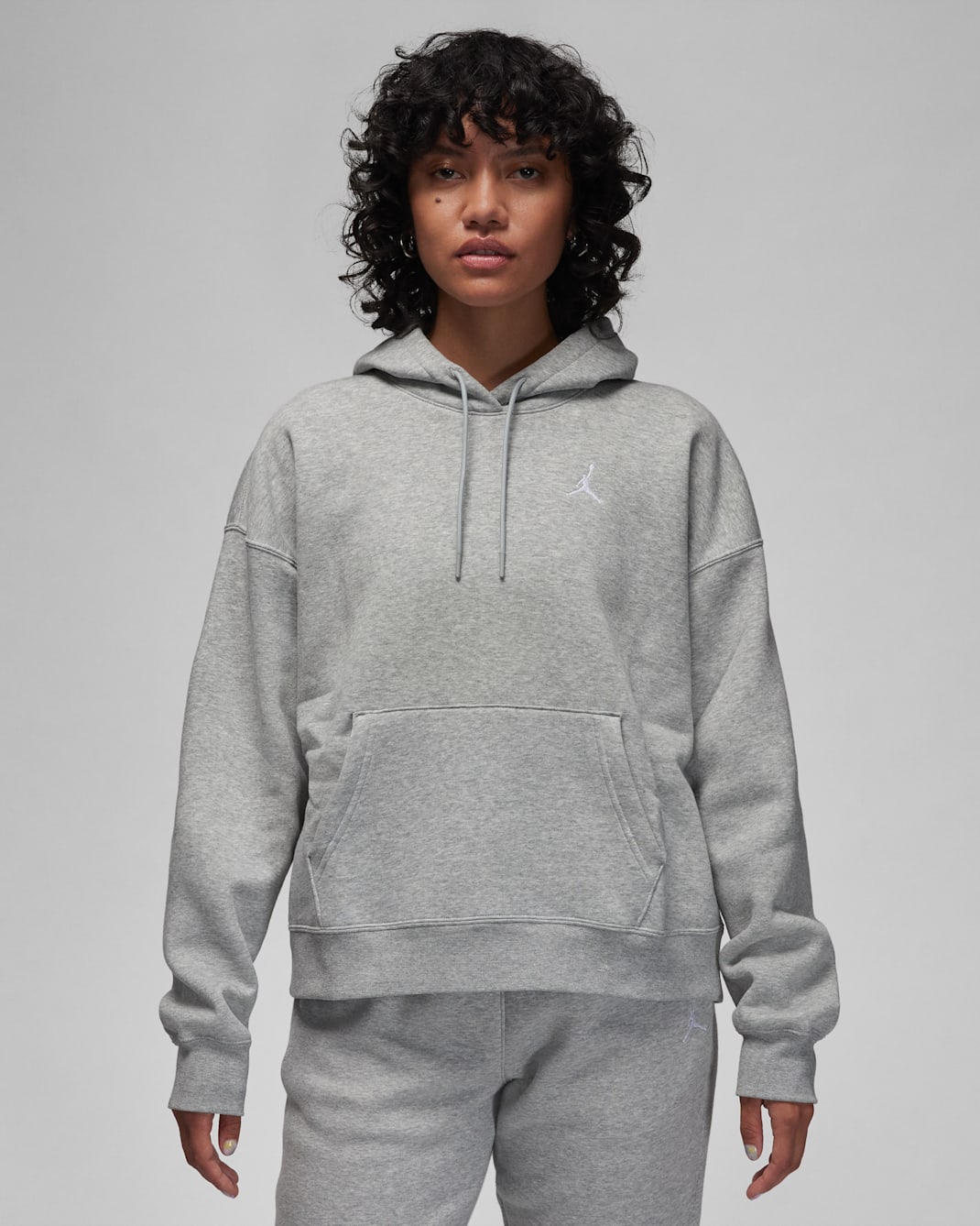 Jordan Brooklyn Fleece Sudadera con capucha - Mujer - Gris oscuro jaspeado/Blanco