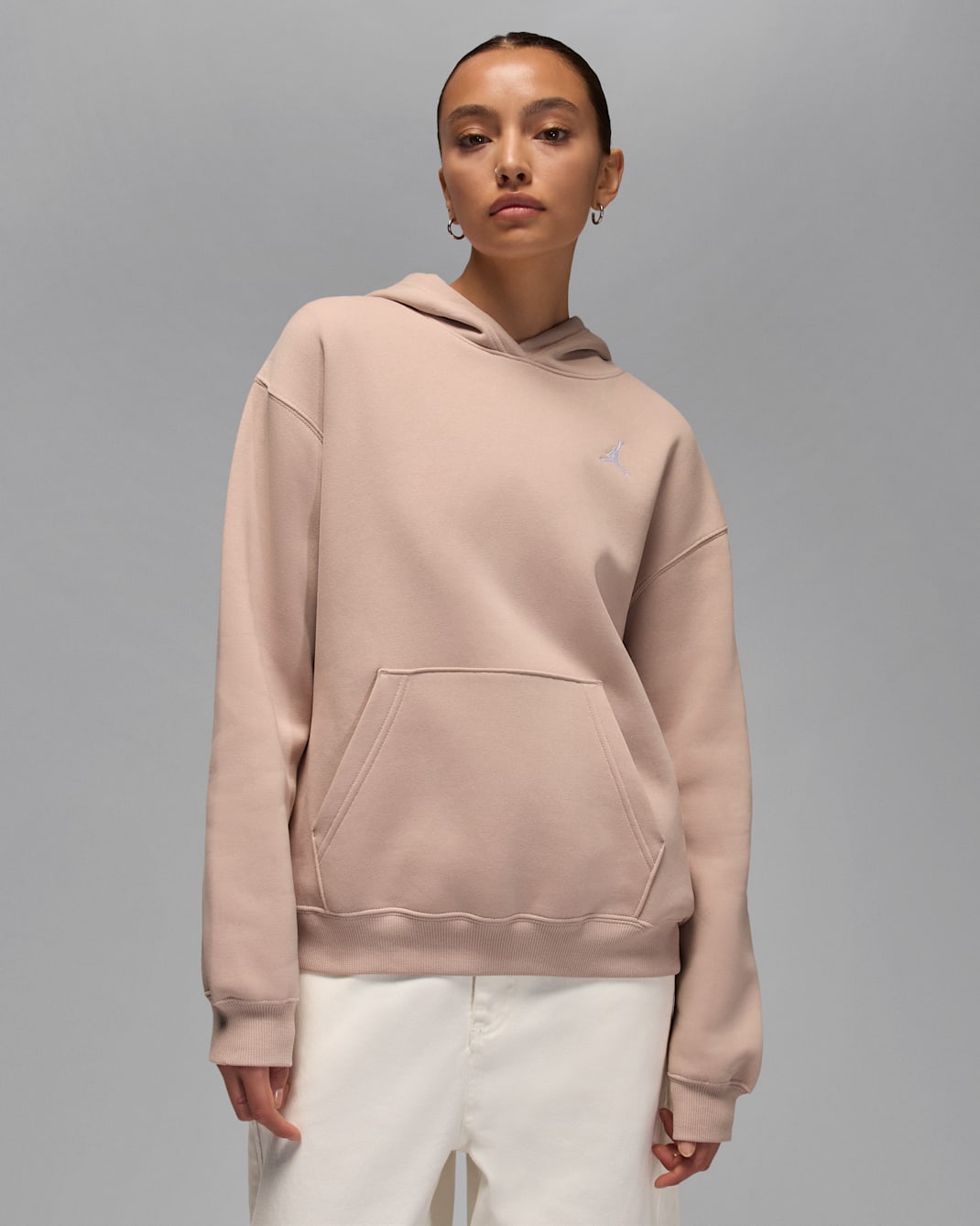 Jordan Brooklyn Fleece Women's Pullover Hoodie - Fossil Stone/White