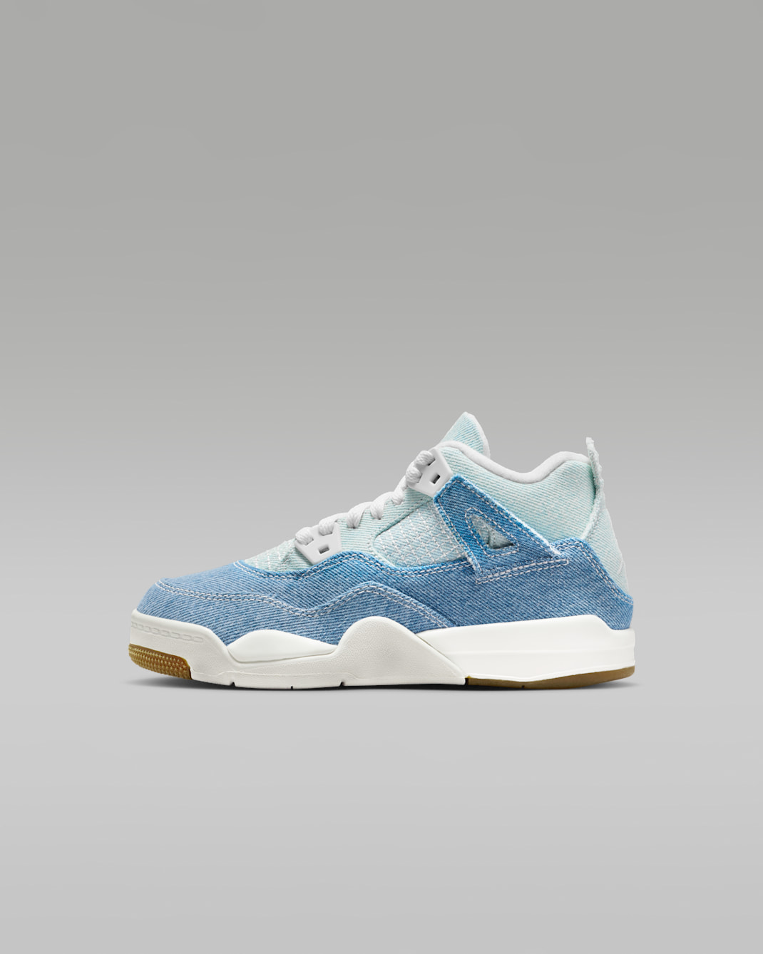 Jordan 4 Retro "Worn Blue" Schuh (jüngere Kinder) - Sail/Metallic Gold/Gum Light Brown/Worn Blue