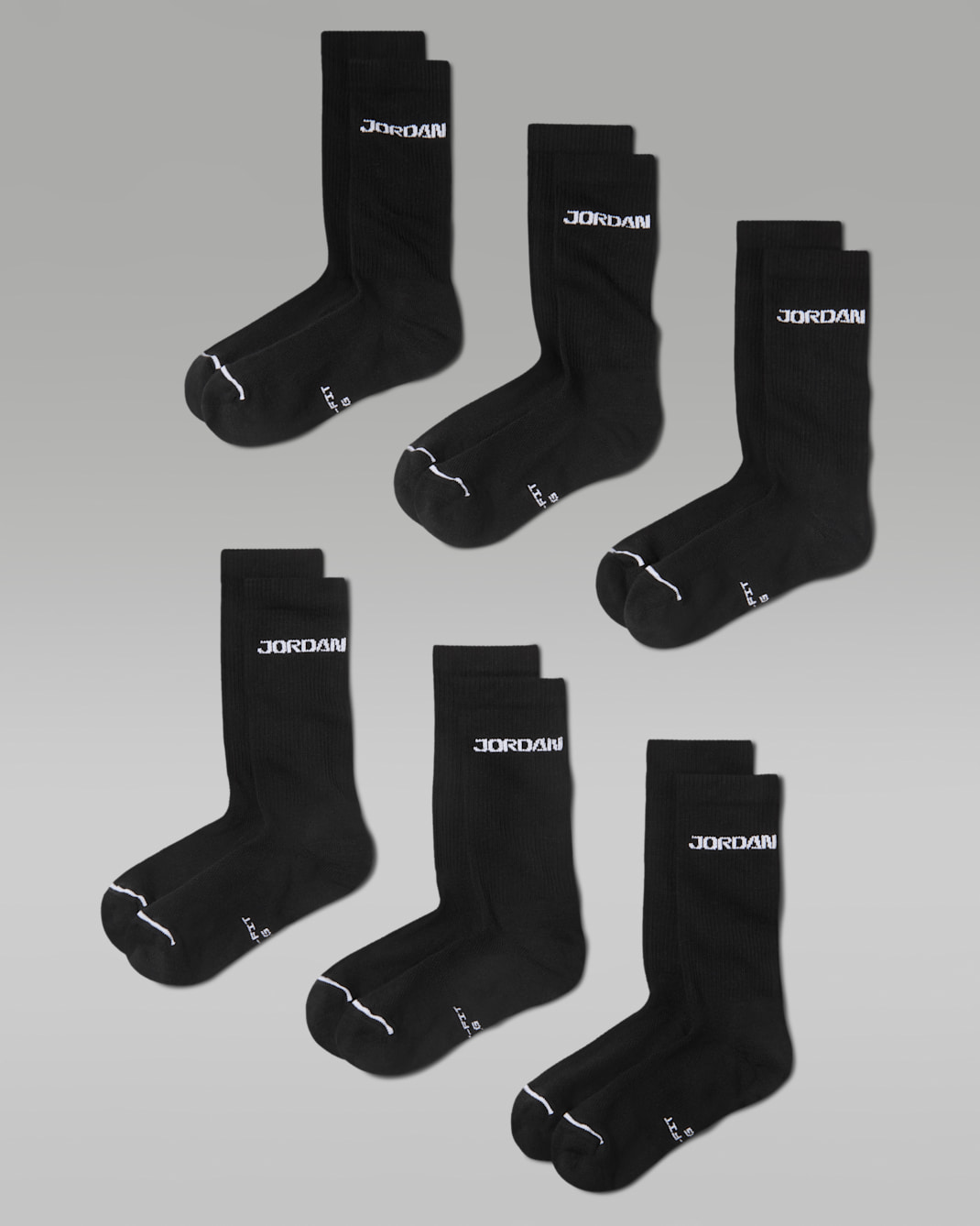 Jordan Everyday Elevated Crew Socks (6 Pairs) - Black/White