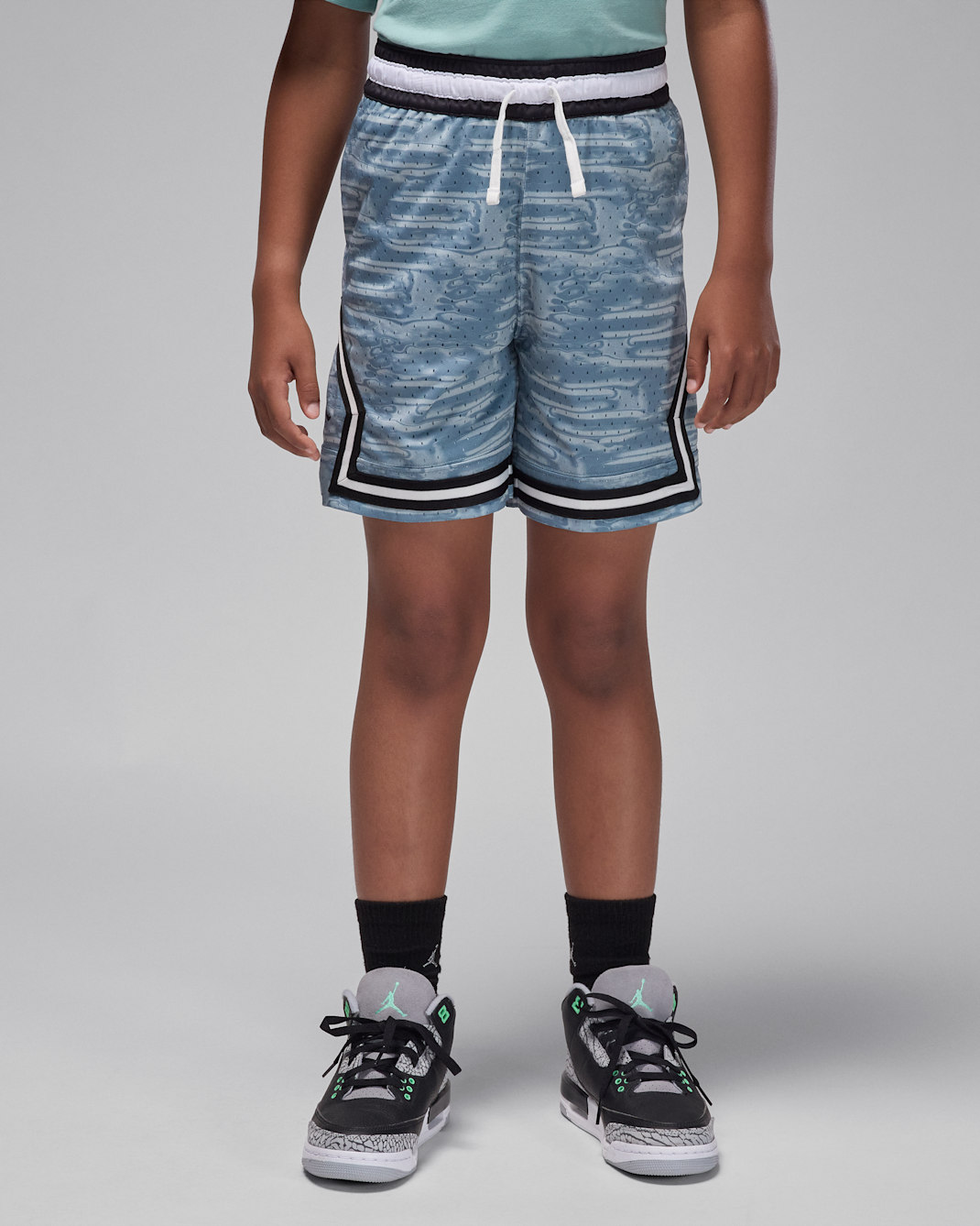 Shorts deportivos Diamond estampados MJ para niños talla grande Jordan Dri-FIT - Gris aviador