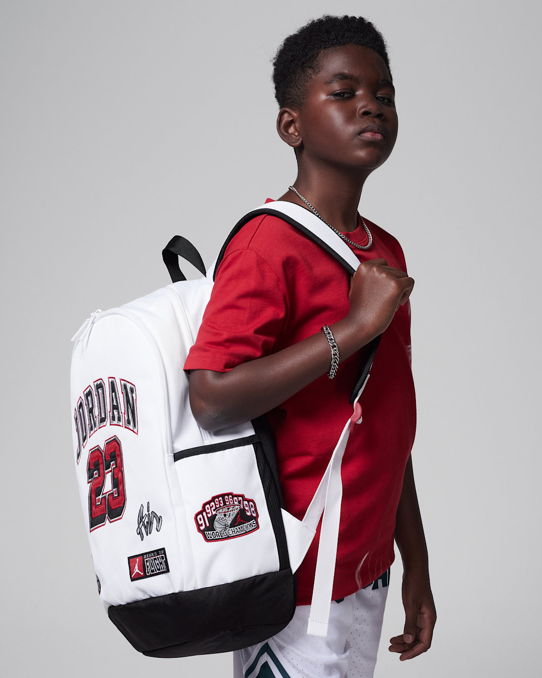 Mochila (27L) para niños talla grande Jordan Patch Backpack - Blanco