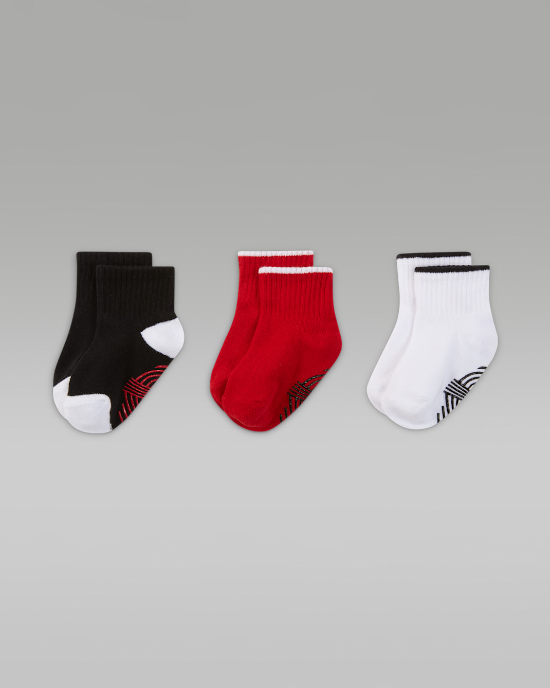 Jordan Toddler Gripper Ankle Socks (3 Pairs) - Gym Red