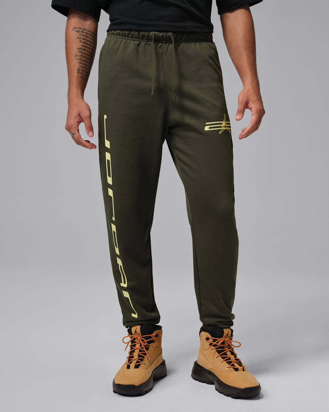 Jordan Sport Crossover Men's Dri-FIT Fleece Pants - Cargo Khaki/Luminous Green/Dynamic Yellow