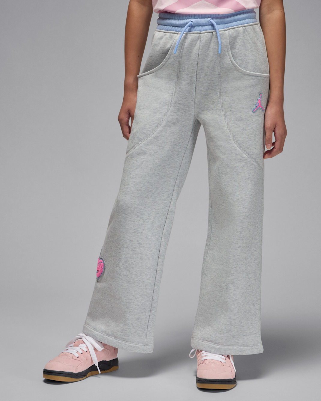 조던 블루 진 앤 블링 주니어 플리스 팬츠 - 라이트 그레이 헤더