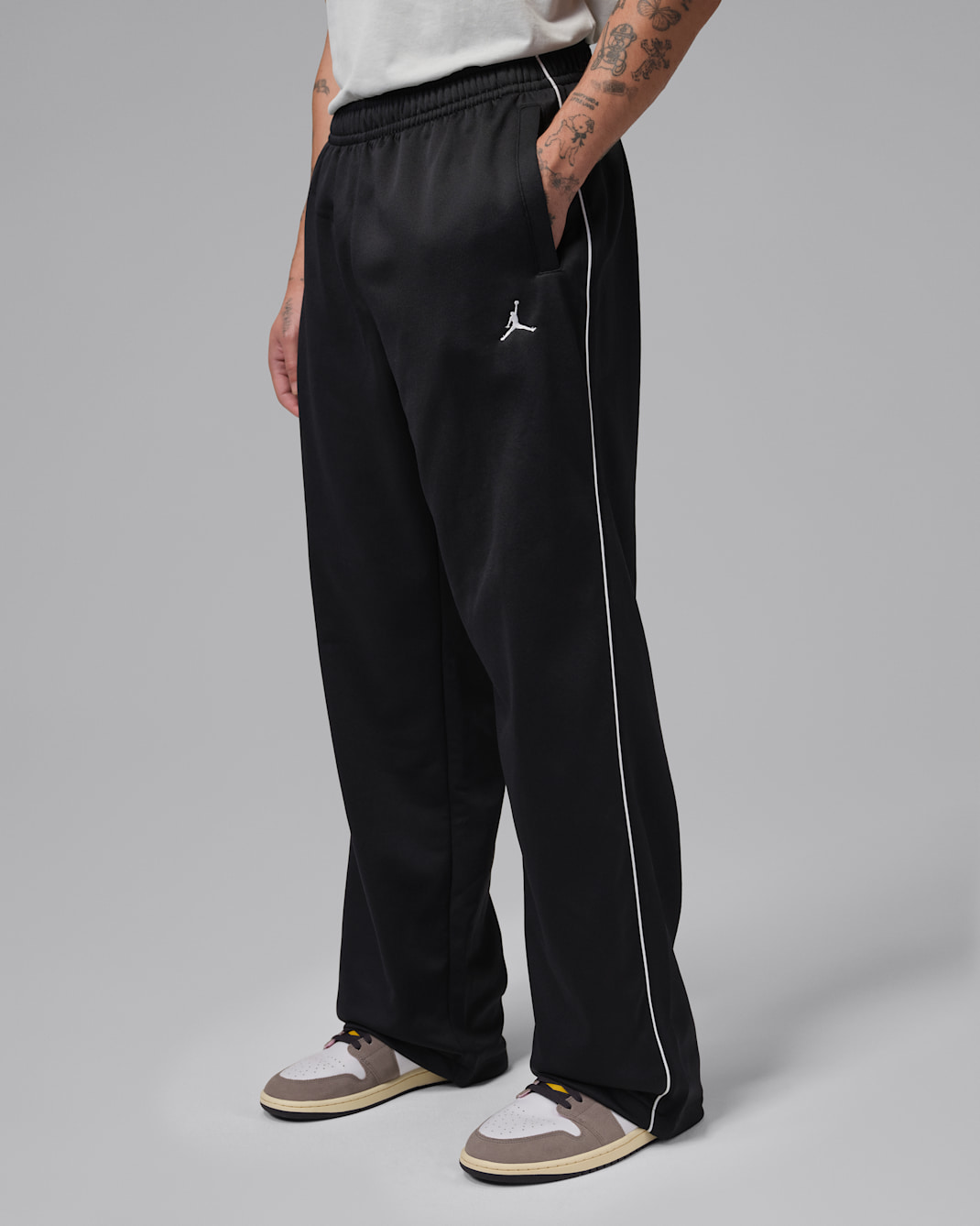 조던 브루클린 남성 트리코 트랙 팬츠 - 블랙/화이트/화이트