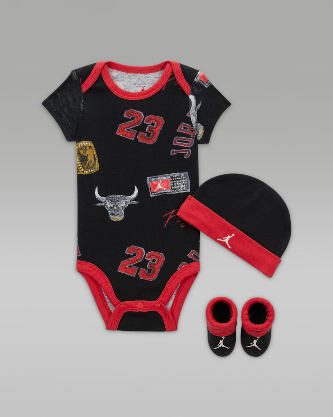 Conjunto estampado de 3 piezas para bebé Jordan MJ Essentials - Negro