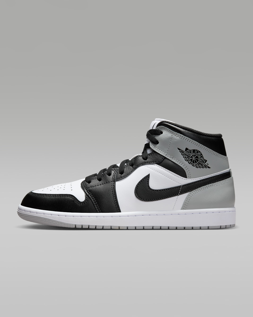Air Jordan 1 Mid sko til herre - Hvit/Light Smoke Grey/Svart