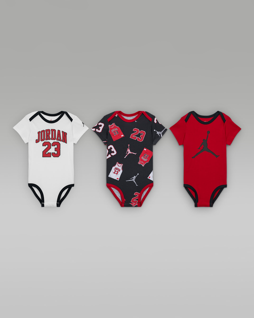 Jordan Baby (6-9M) 23 Jersey Bodysuit Set (3-Pack) - Black