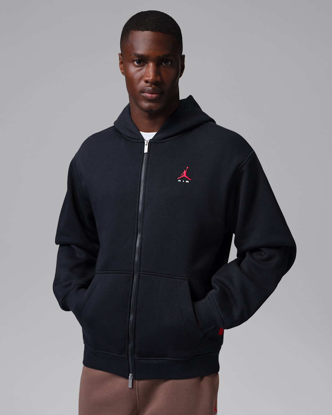 Jordan Brooklyn Men's Full-Zip Hoodie - Black/University Red
