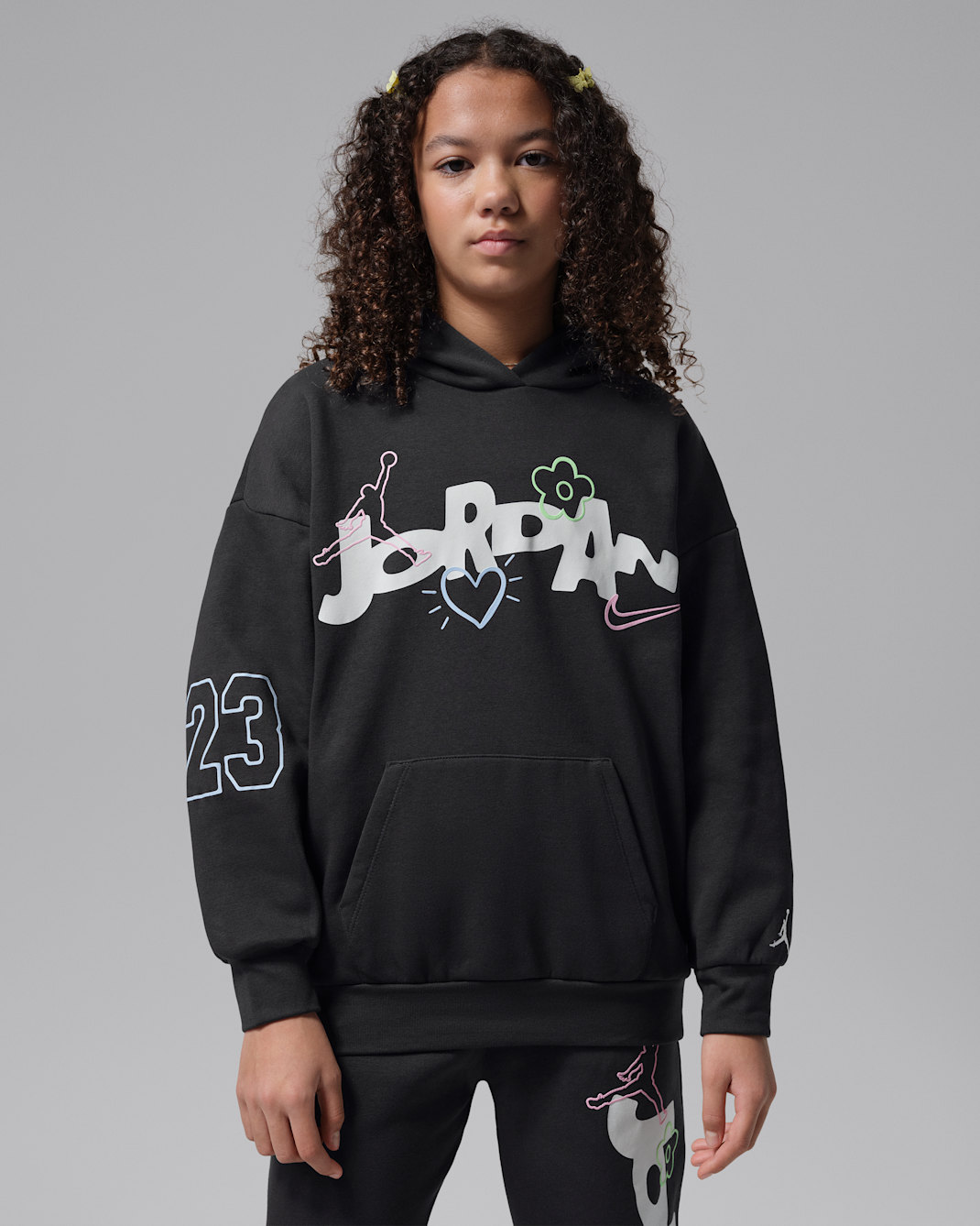 조던 주니어 러브 이즈 인 디 에어 후디 - 오프 누아르