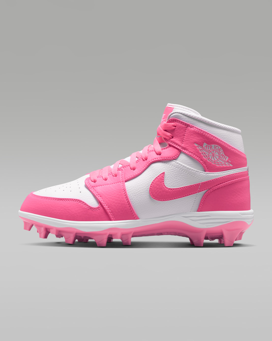 Jordan 1 Mid TD Men's Football Cleat - Digital Pink/White