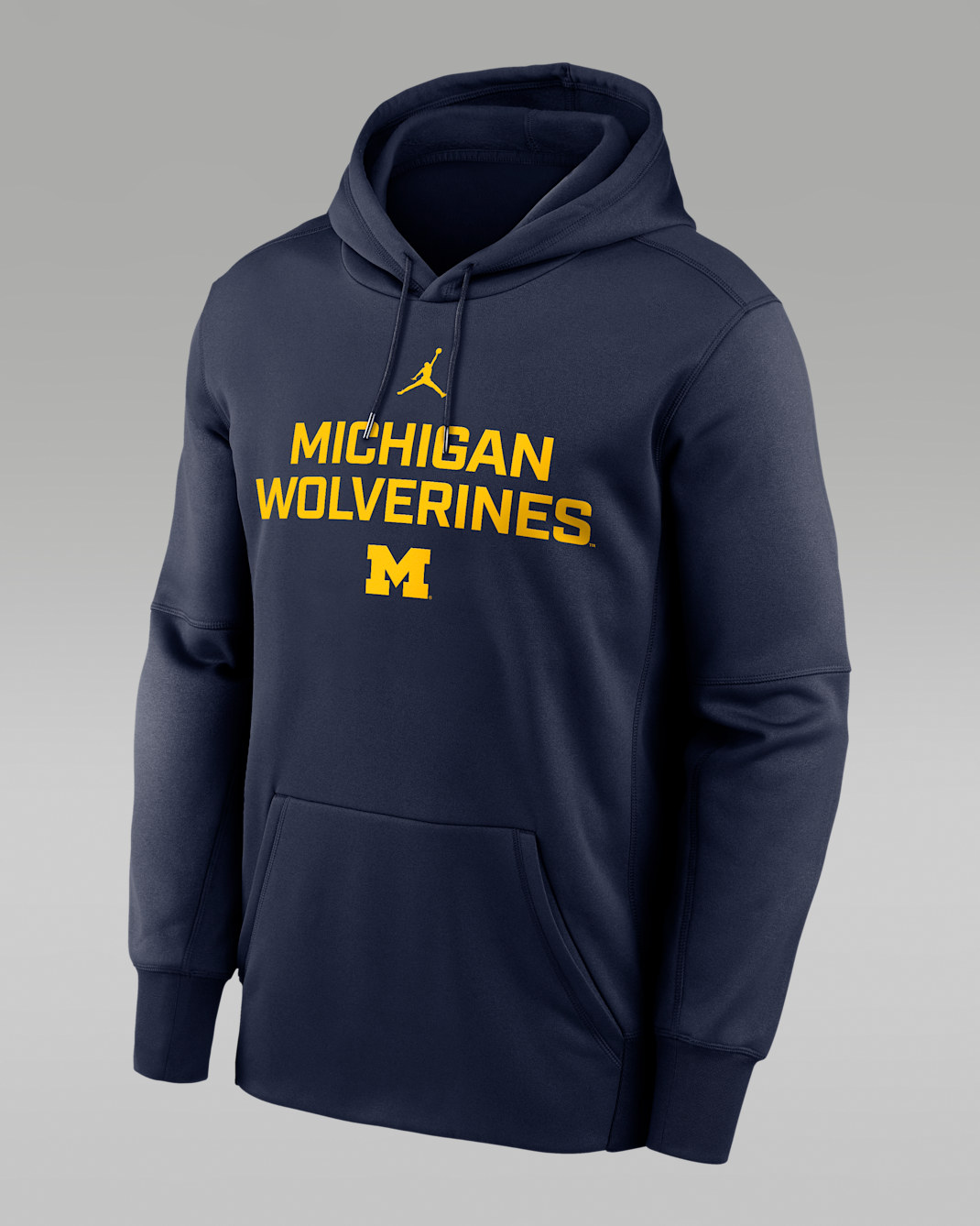 Michigan Team Stacked Men’s Nike Therma College Pullover Hoodie - Navy