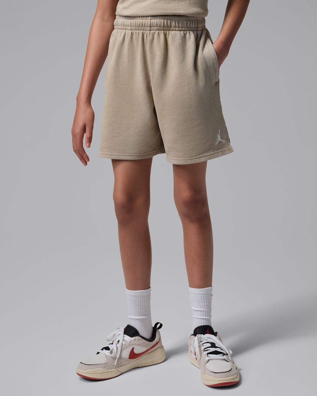 조던 주니어 브루클린 워시드 프렌치 테리 쇼츠 - 카키