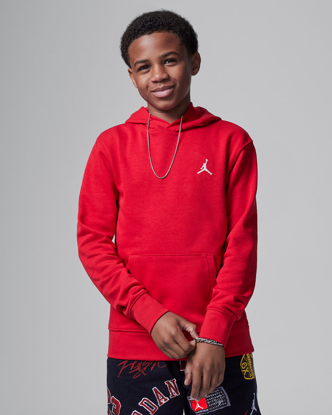 Sudadera con gorro sin cierre de tejido French Terry para niño talla grande Jordan MJ Brooklyn - Rojo gimnasio