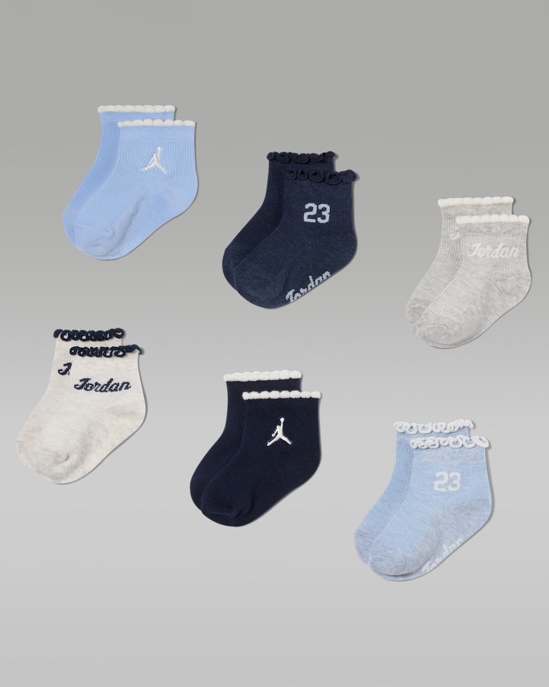 Calcetines cortos de moda para bebé e infantil (6 pares) Jordan - Aluminio