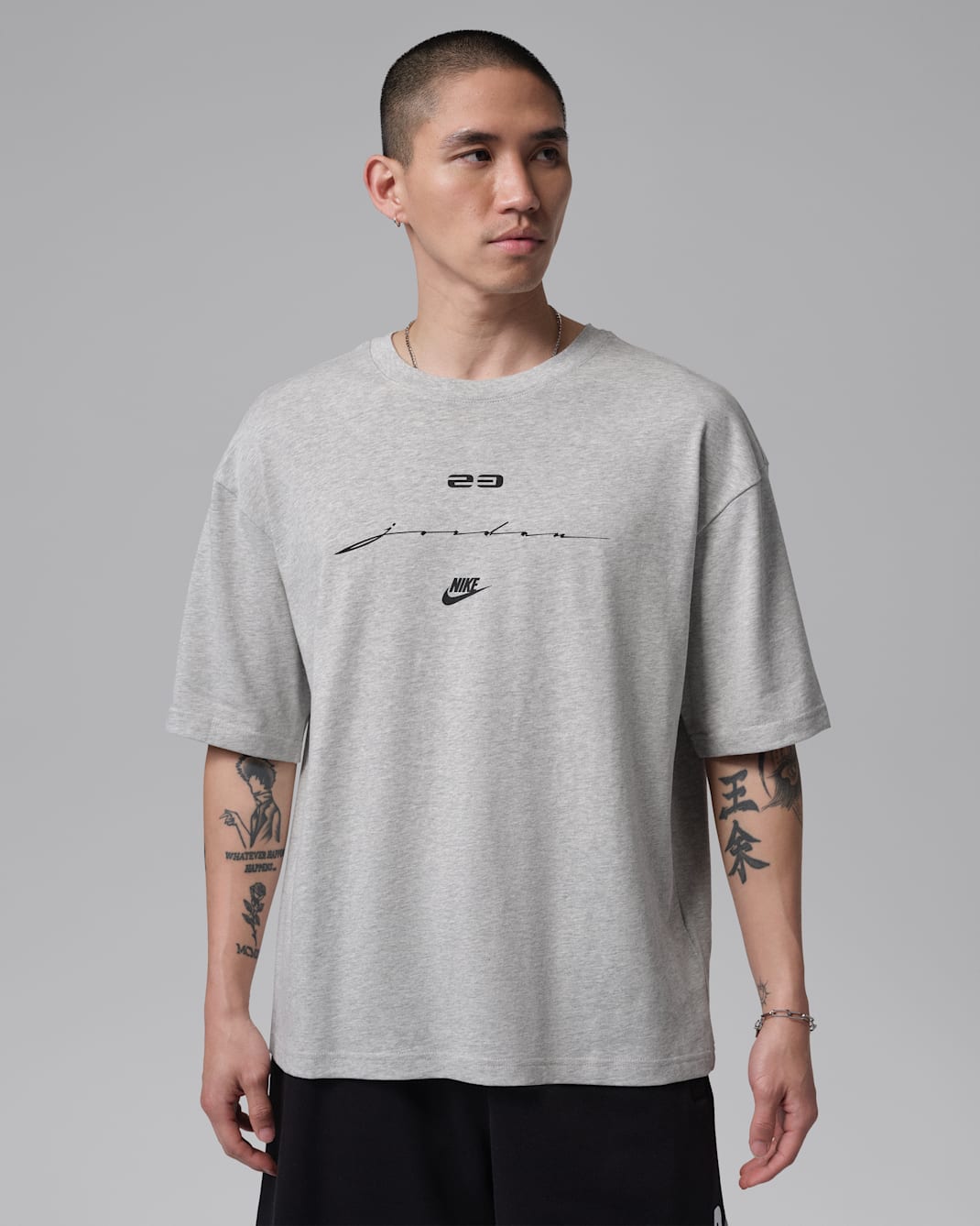 Jordan Flight Men's Script T-Shirt - Grey Heather/White