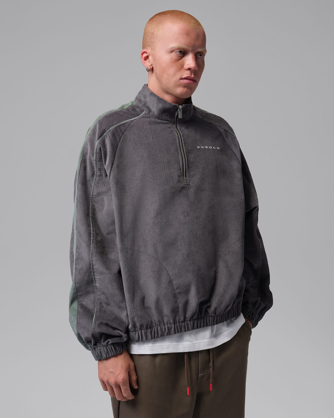 Jordan Flight Men's Corduroy 1/2-Zip Top - Night Forest/Night Forest/Clay Green/White